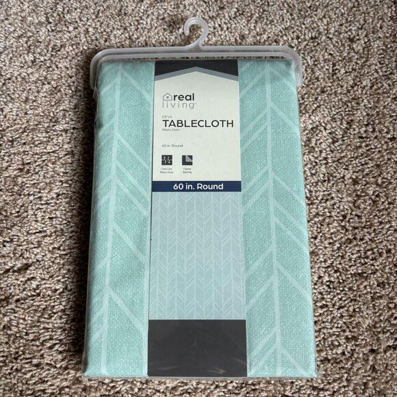 Real Living PEVA Vinyl Tablecloth 60" Round Easy Care Flannel Backing NWT - Picture 1 of 2